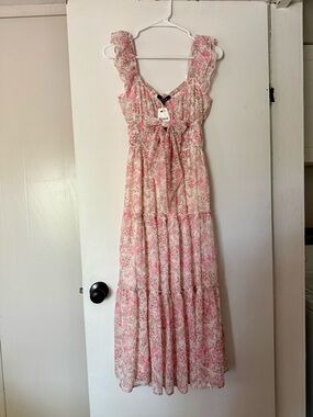 Trixxi Pink Floral Smocked Sundress